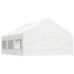 vidaXL Pavillon mit Dach Weiß 6,69x5,88x3,75 m Polyethylen