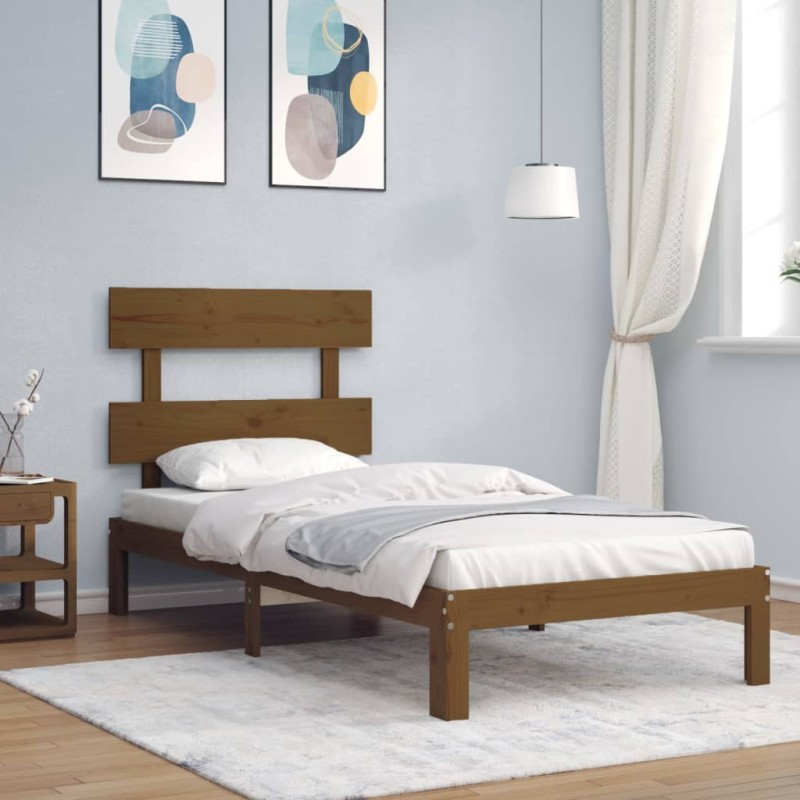 vidaXL Massivholzbett mit Kopfteil Honigbraun vidaXL Massivholzbett mit Kopfteil Honigbraun