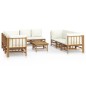 vidaXL 9-tlg. Garten-Lounge-Set mit Cremeweißen Kissen Bambus vidaXL 9-tlg. Garten-Lounge-Set mit Cremeweißen Kissen Bambus