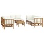 vidaXL 9-tlg. Garten-Lounge-Set mit Cremeweißen Kissen Bambus vidaXL 9-tlg. Garten-Lounge-Set mit Cremeweißen Kissen Bambus