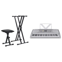 vidaXL Elektrisches Keyboard-Set mit 61 Tasten Silbern und Schwarz