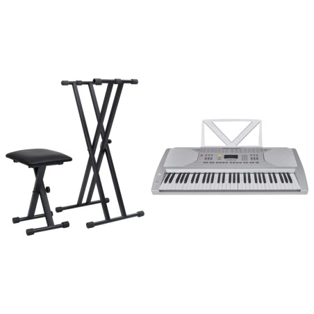 vidaXL Elektrisches Keyboard-Set mit 61 Tasten Silbern und Schwarz