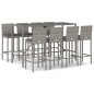 vidaXL 9-tlg. Gartenbar-Set mit Kissen Grau Poly Rattan vidaXL 9-tlg. Gartenbar-Set mit Kissen Grau Poly Rattan