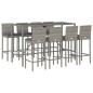 vidaXL 9-tlg. Gartenbar-Set mit Kissen Grau Poly Rattan vidaXL 9-tlg. Gartenbar-Set mit Kissen Grau Poly Rattan