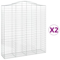 vidaXL Gabionen mit Hochbogen 2 Stk. 200x50x220/240cm Verzinktes Eisen