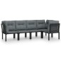 vidaXL 5-tlg. Garten-Lounge-Set Schwarz und Grau Poly Rattan vidaXL 5-tlg. Garten-Lounge-Set Schwarz und Grau Poly Rattan