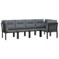 vidaXL 5-tlg. Garten-Lounge-Set Schwarz und Grau Poly Rattan vidaXL 5-tlg. Garten-Lounge-Set Schwarz und Grau Poly Rattan