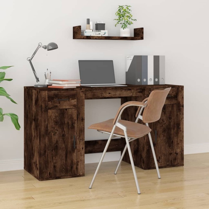 vidaXL Schreibtisch mit Stauraum Räuchereiche Holzwerkstoff vidaXL Schreibtisch mit Stauraum Räuchereiche Holzwerkstoff