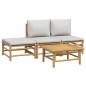vidaXL 4-tlg. Garten-Lounge-Set mit Hellgrauen Kissen Bambus vidaXL 4-tlg. Garten-Lounge-Set mit Hellgrauen Kissen Bambus