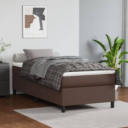 vidaXL Boxspringbett mit Matratze Braun 100x200 cm Kunstleder