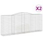 vidaXL Gabionen mit Hochbogen 2 Stk. 400x50x160/180cm Verzinktes Eisen