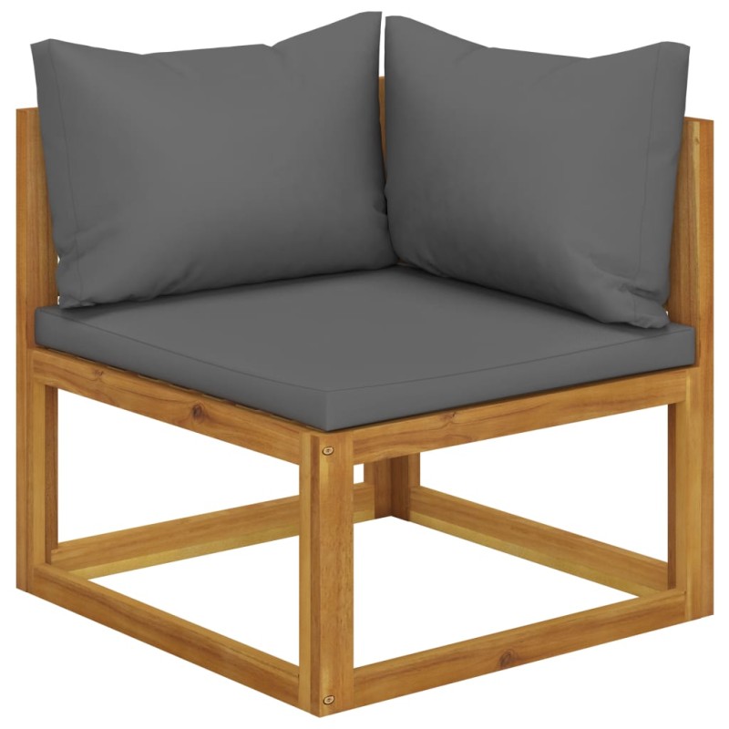 Modular-Ecksofa mit Dunkelgrauen Kissen Akazie Massivholz Modular-Ecksofa mit Dunkelgrauen Kissen Akazie Massivholz