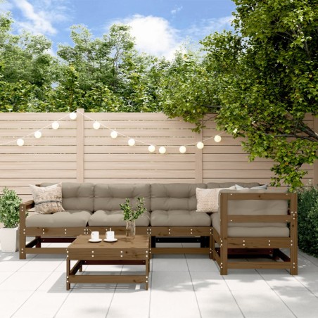 vidaXL 6-tlg. Garten-Lounge-Set mit Kissen Honigbraun Massivholz