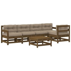 vidaXL 6-tlg. Garten-Lounge-Set mit Kissen Honigbraun Massivholz