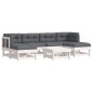 vidaXL 7-tlg. Garten-Lounge-Set mit Kissen Weiß Massivholz vidaXL 7-tlg. Garten-Lounge-Set mit Kissen Weiß Massivholz
