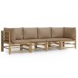 vidaXL 4-tlg. Garten-Lounge-Set mit Taupe Kissen Bambus vidaXL 4-tlg. Garten-Lounge-Set mit Taupe Kissen Bambus