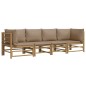vidaXL 4-tlg. Garten-Lounge-Set mit Taupe Kissen Bambus vidaXL 4-tlg. Garten-Lounge-Set mit Taupe Kissen Bambus