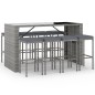 vidaXL 9-tlg. Gartenbar-Set mit Kissen Grau Poly Rattan vidaXL 9-tlg. Gartenbar-Set mit Kissen Grau Poly Rattan