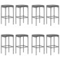 vidaXL 9-tlg. Gartenbar-Set mit Kissen Grau Poly Rattan vidaXL 9-tlg. Gartenbar-Set mit Kissen Grau Poly Rattan