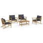 vidaXL 5-tlg. Garten-Lounge-Set mit Dunkelgrauen Kissen Bambus vidaXL 5-tlg. Garten-Lounge-Set mit Dunkelgrauen Kissen Bambus