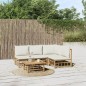 vidaXL 5-tlg. Garten-Lounge-Set mit Cremeweißen Kissen Bambus vidaXL 5-tlg. Garten-Lounge-Set mit Cremeweißen Kissen Bambus