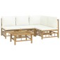 vidaXL 5-tlg. Garten-Lounge-Set mit Cremeweißen Kissen Bambus vidaXL 5-tlg. Garten-Lounge-Set mit Cremeweißen Kissen Bambus