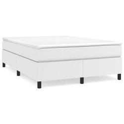 vidaXL Boxspringbett mit Matratze Weiß 140x190 cm Kunstleder