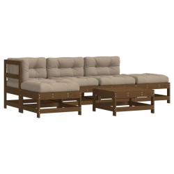 vidaXL 6-tlg. Garten-Lounge-Set mit Kissen Honigbraun Massivholz