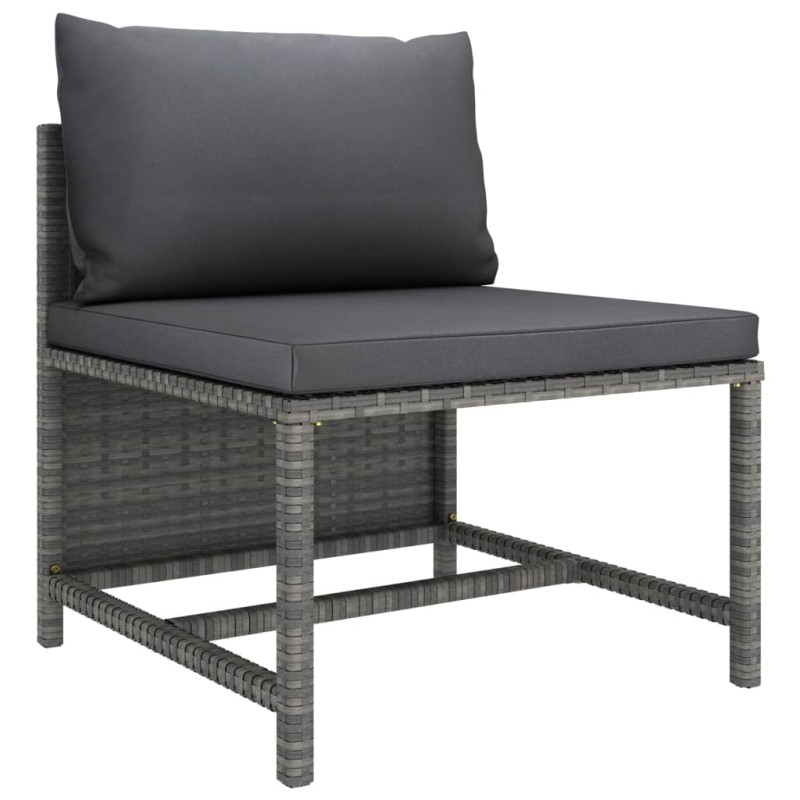 Modulares Mittelsofa mit Kissen Grau Poly Rattan Modulares Mittelsofa mit Kissen Grau Poly Rattan