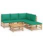 vidaXL 6-tlg. Garten-Lounge-Set mit Grünen Kissen Bambus vidaXL 6-tlg. Garten-Lounge-Set mit Grünen Kissen Bambus