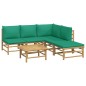 vidaXL 6-tlg. Garten-Lounge-Set mit Grünen Kissen Bambus vidaXL 6-tlg. Garten-Lounge-Set mit Grünen Kissen Bambus