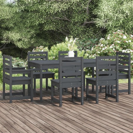 vidaXL 7-tlg. Garten-Essgruppe Grau Massivholz Kiefer