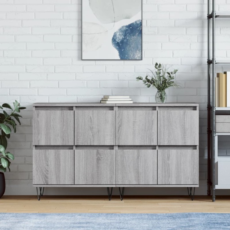 Sideboards 2 Stk. Grau Sonoma Holzwerkstoff Sideboards 2 Stk. Grau Sonoma Holzwerkstoff
