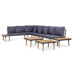 Garten-Lounge-Set 7-Sitzer mit Kissen Massivholz Akazie