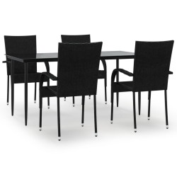 vidaXL 5-tlg. Garten-Essgruppe Schwarz Poly Rattan