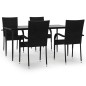 vidaXL 5-tlg. Garten-Essgruppe Schwarz Poly Rattan vidaXL 5-tlg. Garten-Essgruppe Schwarz Poly Rattan