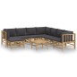 vidaXL 9-tlg. Garten-Lounge-Set mit Dunkelgrauen Kissen Bambus vidaXL 9-tlg. Garten-Lounge-Set mit Dunkelgrauen Kissen Bambus