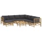vidaXL 9-tlg. Garten-Lounge-Set mit Dunkelgrauen Kissen Bambus vidaXL 9-tlg. Garten-Lounge-Set mit Dunkelgrauen Kissen Bambus