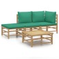vidaXL 4-tlg. Garten-Lounge-Set mit Grünen Kissen Bambus vidaXL 4-tlg. Garten-Lounge-Set mit Grünen Kissen Bambus