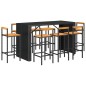 vidaXL 9-tlg. Gartenbar-Set Schwarz Poly Rattan & Massivholz Akazie