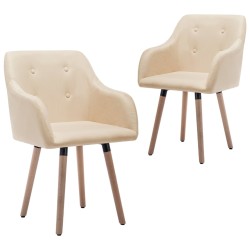Esszimmerstühle 2 Stk. Creme Stoff