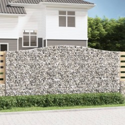 vidaXL Gabionen mit Hochbogen 8 Stk. 400x50x180/200cm Verzinktes Eisen