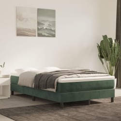 vidaXL Boxspringbett mit Matratze Dunkelgrün 120x200 cm Samt