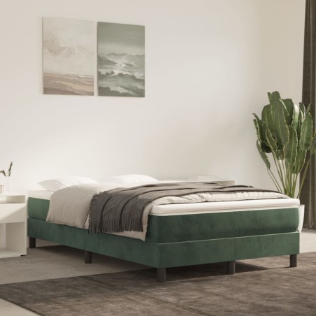 vidaXL Boxspringbett mit Matratze Dunkelgrün 120x200 cm Samt