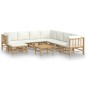 vidaXL 9-tlg. Garten-Lounge-Set mit Cremeweißen Kissen Bambus vidaXL 9-tlg. Garten-Lounge-Set mit Cremeweißen Kissen Bambus