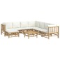vidaXL 9-tlg. Garten-Lounge-Set mit Cremeweißen Kissen Bambus vidaXL 9-tlg. Garten-Lounge-Set mit Cremeweißen Kissen Bambus