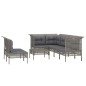 vidaXL 8-tlg. Garten-Lounge-Set mit Kissen Grau Poly Rattan vidaXL 8-tlg. Garten-Lounge-Set mit Kissen Grau Poly Rattan