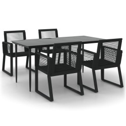 vidaXL 5-tlg. Garten-Essgruppe Schwarz PVC Rattan