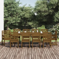 vidaXL 11-tlg. Garten-Essgruppe Honigbraun Massivholz Kiefer