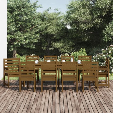 vidaXL 11-tlg. Garten-Essgruppe Honigbraun Massivholz Kiefer
